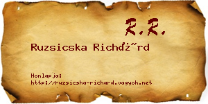 Ruzsicska Richárd névjegykártya